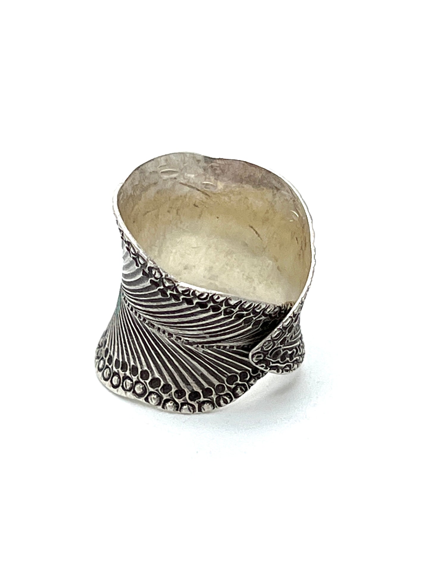 Sterling Silver Hill Tribe Beaded Feather Ring