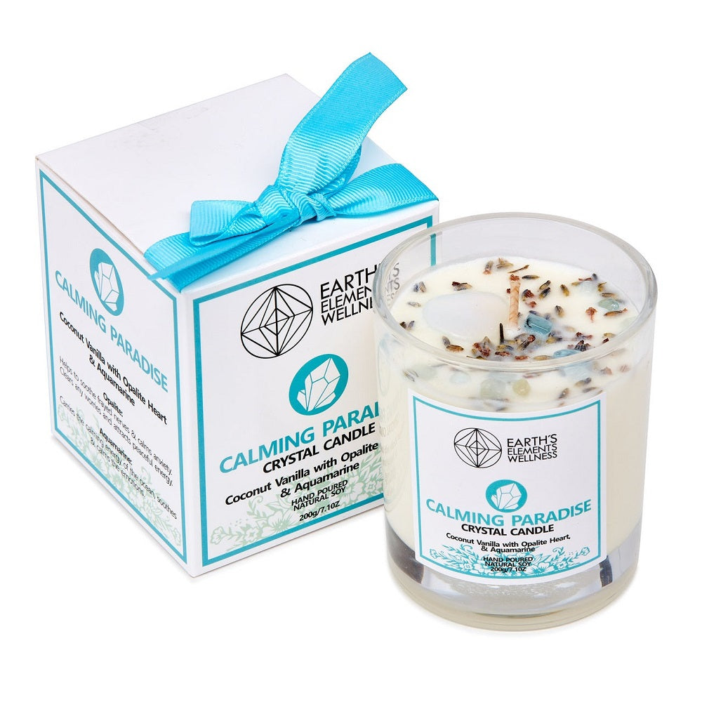Earth's Elements Natural Soy Candles with Gemstones & Crystals - Available in 5 Scents
