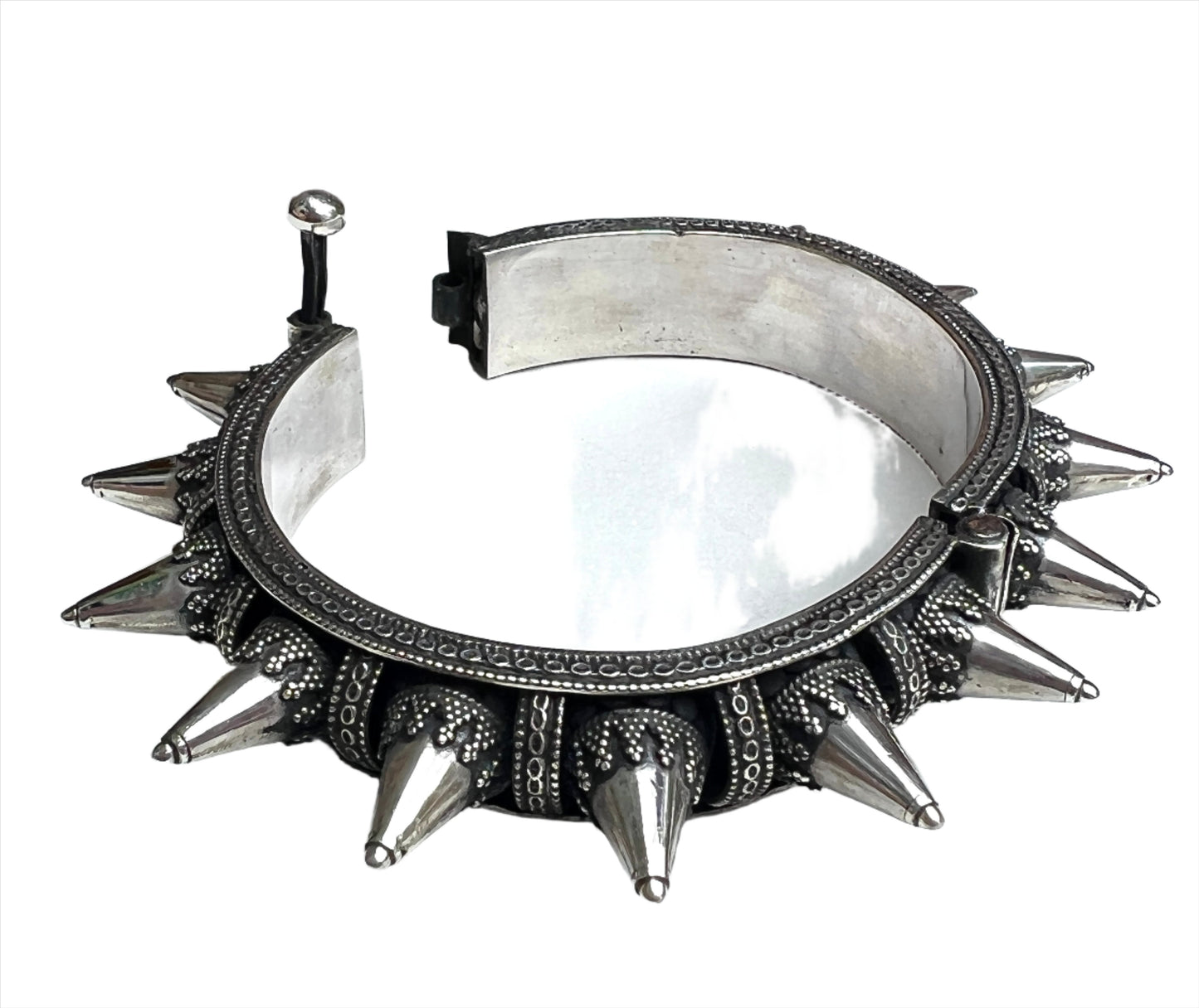 Vintage Rajasthani Sterling Silver Spike Bracelet