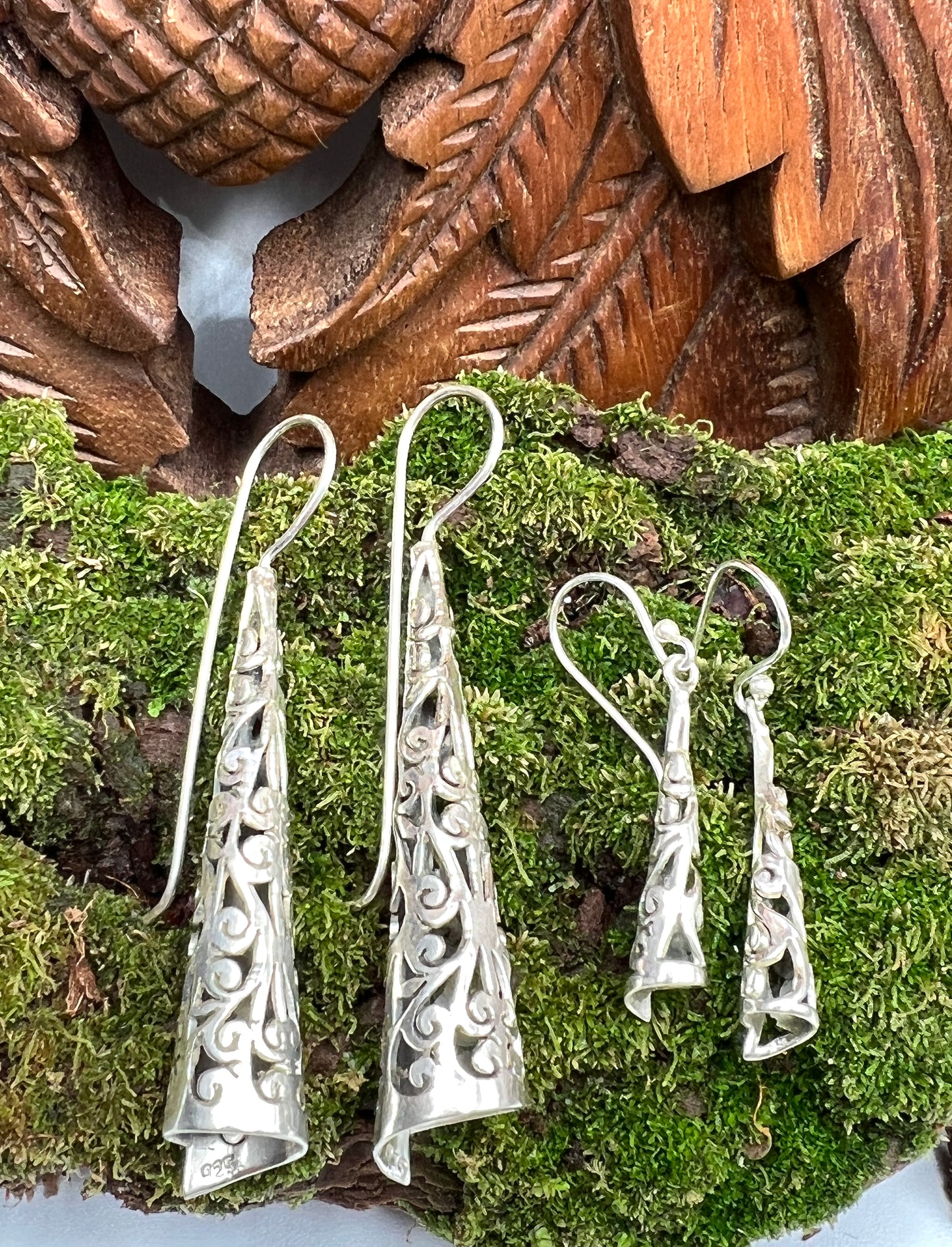 Sterling Silver Swirl Cone Earrings