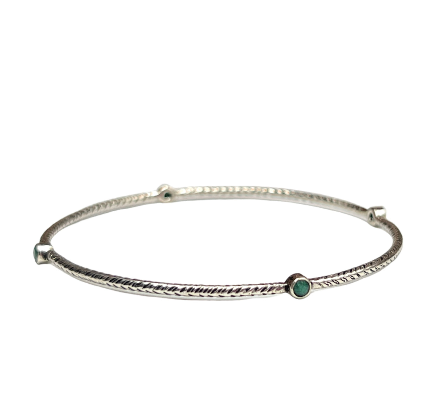 Sterling Silver Stone Bangle