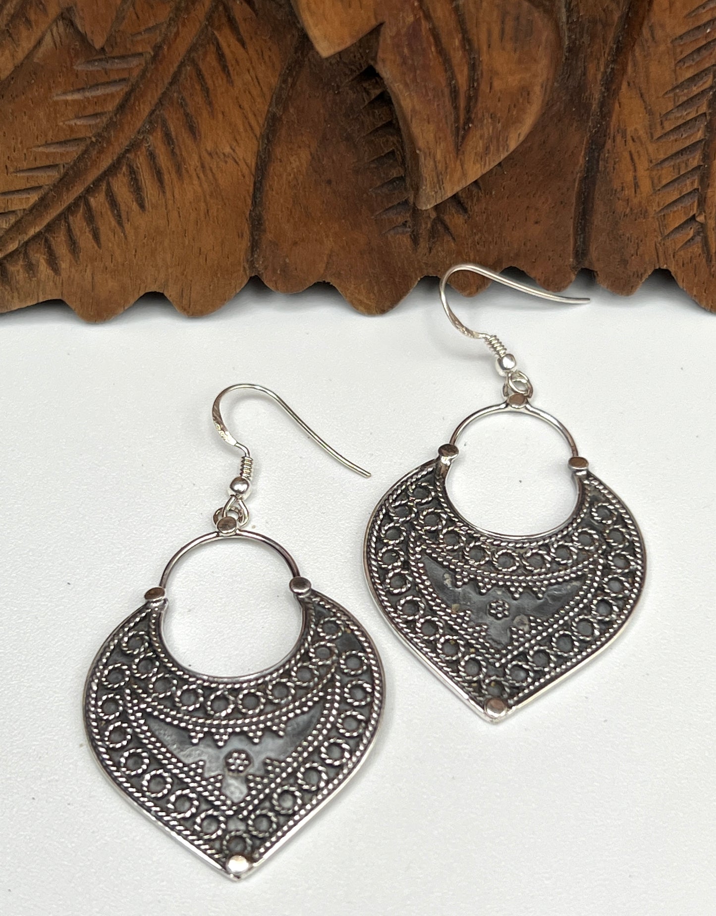 Oxidized Silver Shield Earrings