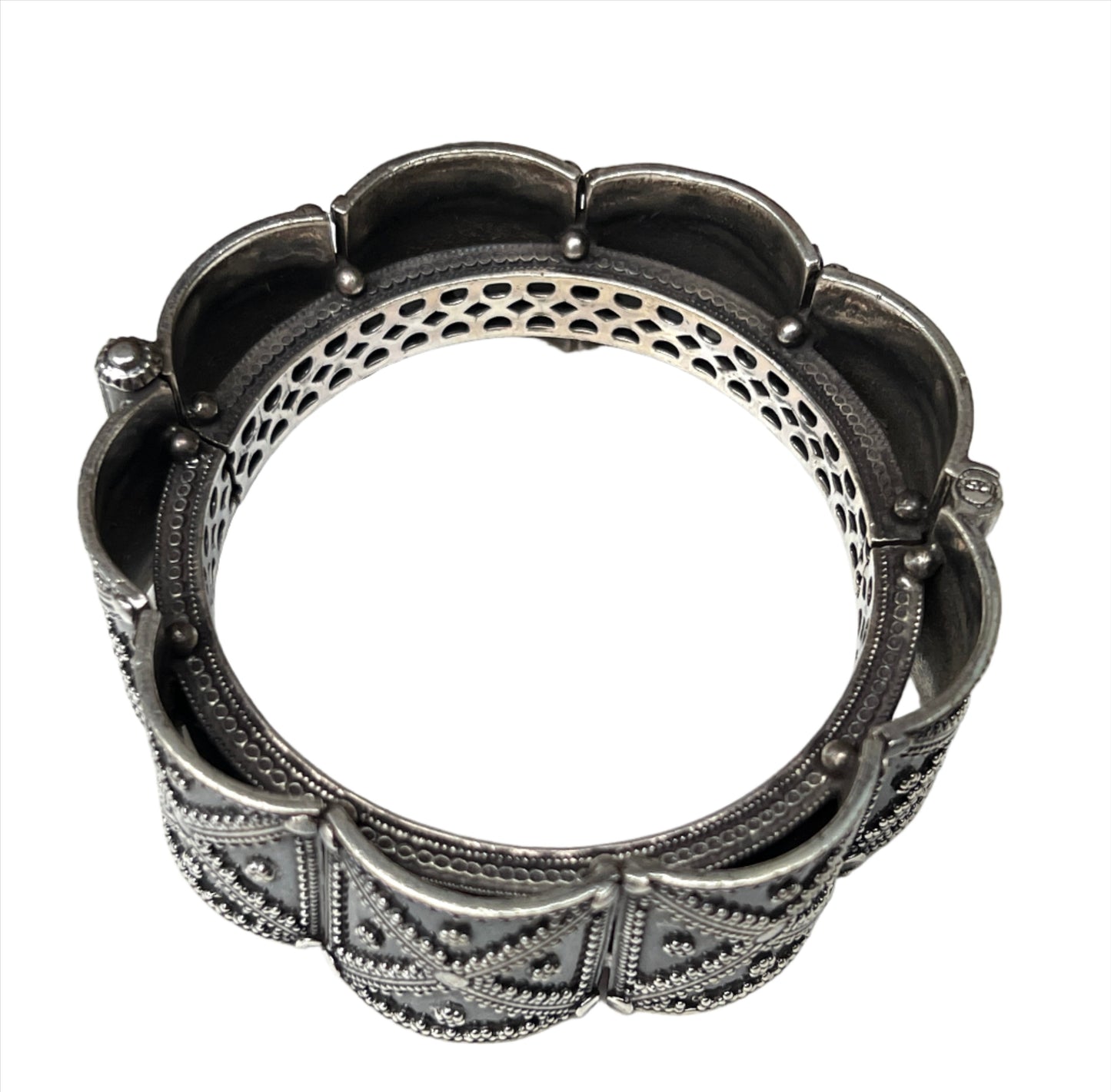 Vintage Rajasthani Sterling Silver Flower Bracelet