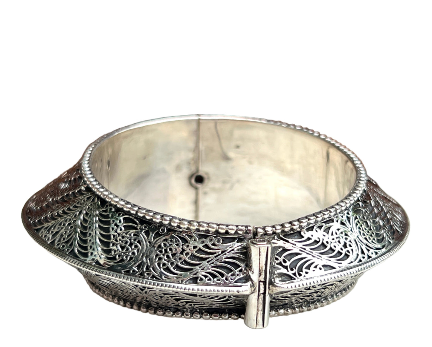 Vintage Rajasthani Sterling Silver Filigree Cuff Bracelet
