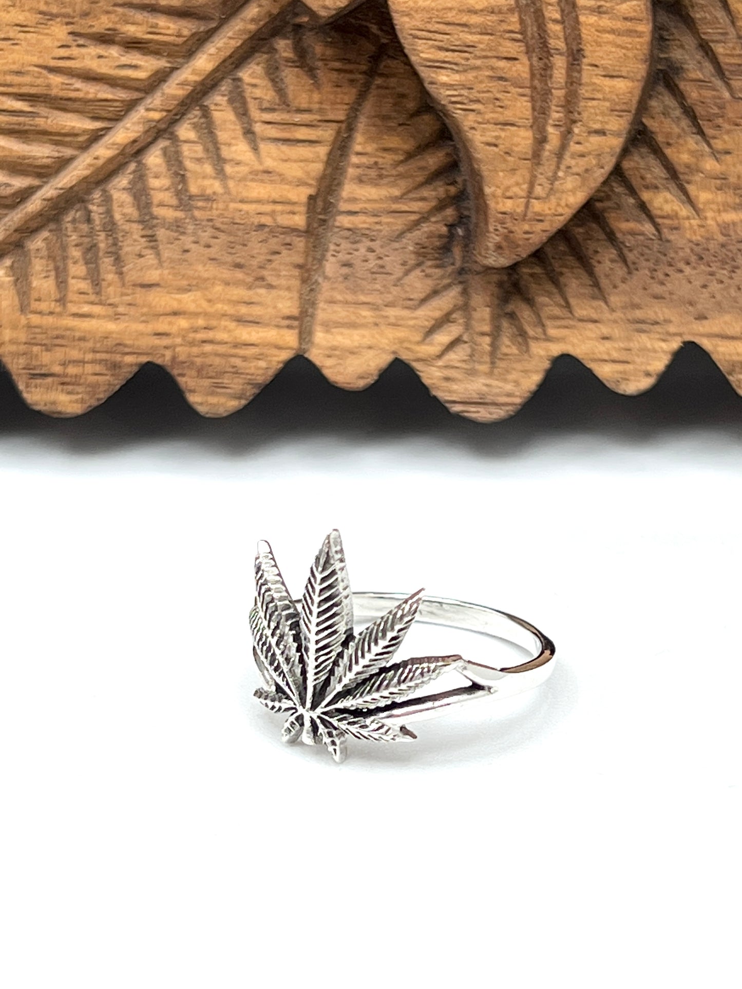 Sterling Silver Cannabis Leaf Ring