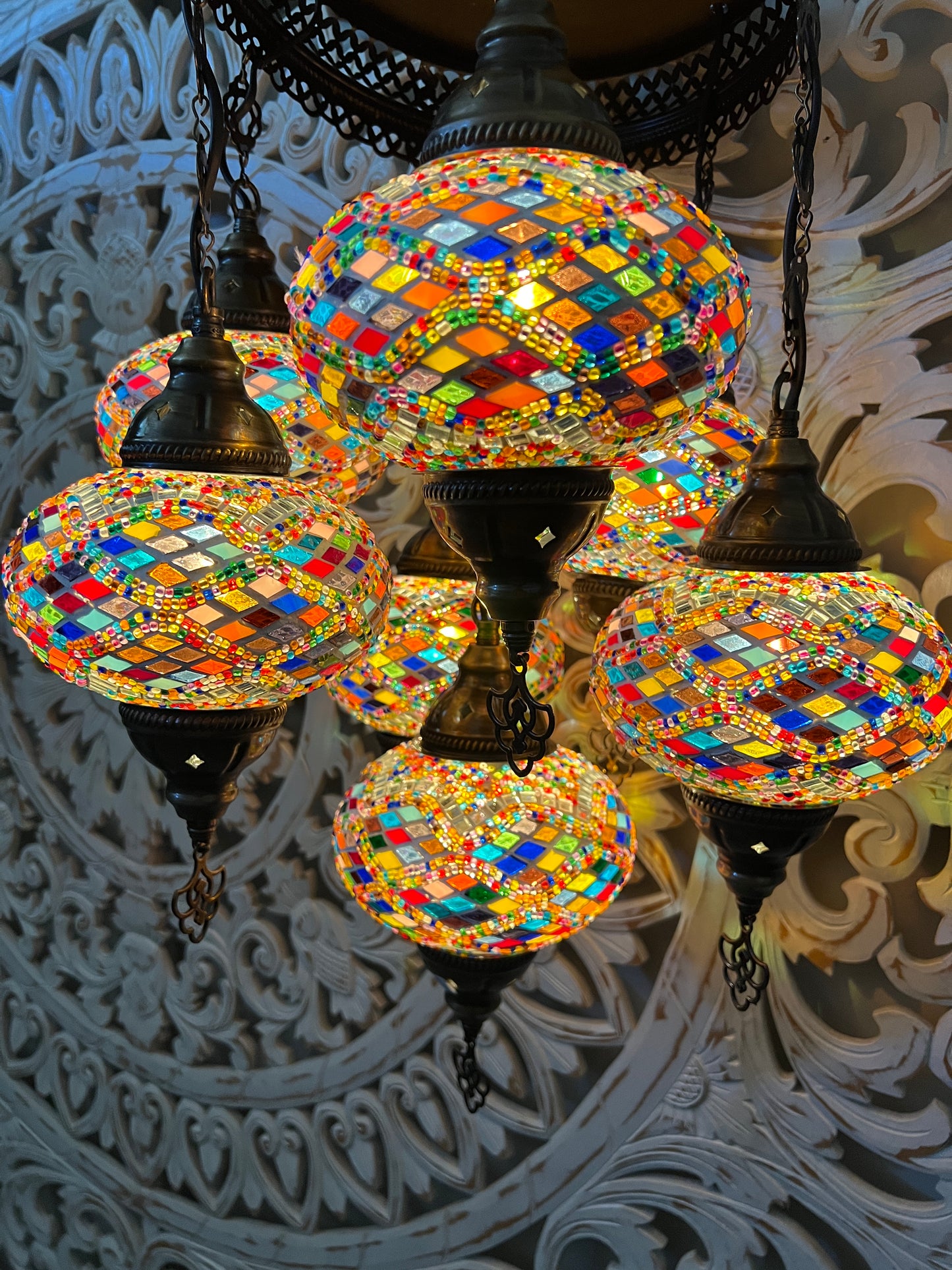 Turkish Mosaic 7 Globe Chandelier