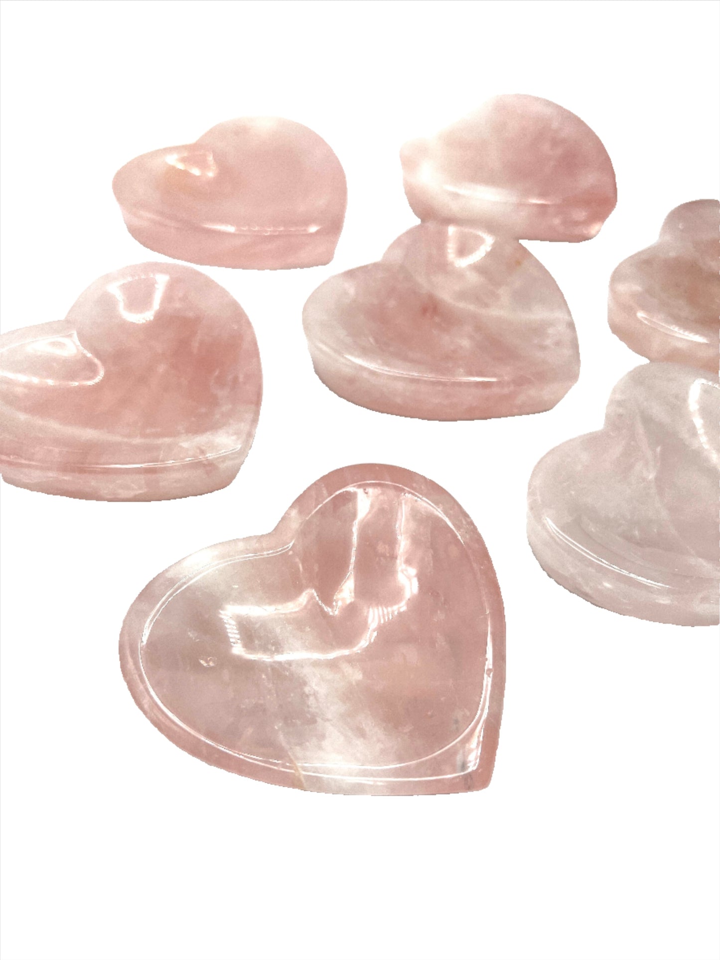 Rose Quartz Carved Heart Offering Bowls