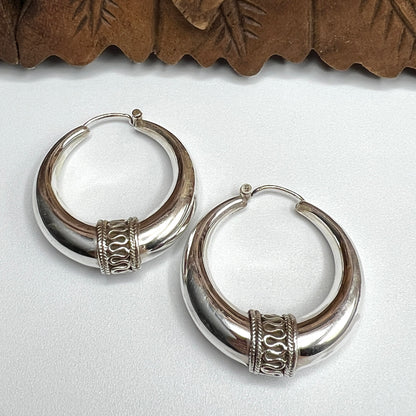 Wide Bali Hoop Earrings