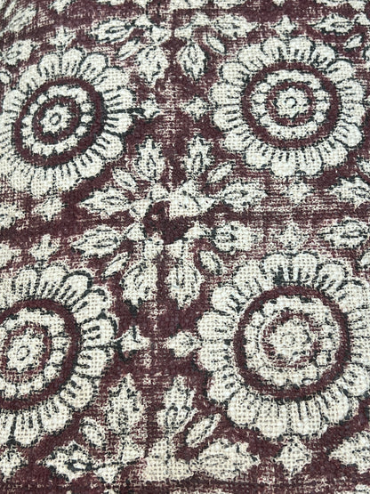 Flower Block Print Foot Stool | Square