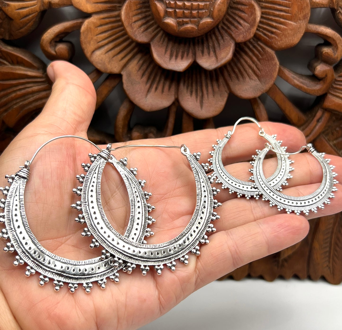 Large Beaded Hoop Earrings