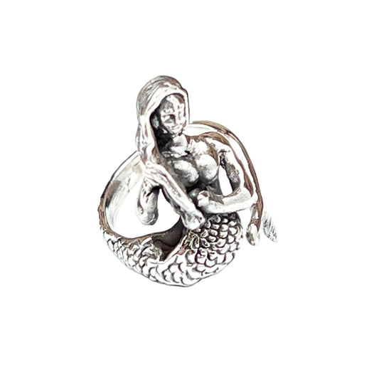 Sterling Silver Large Mermaid Wrap Ring