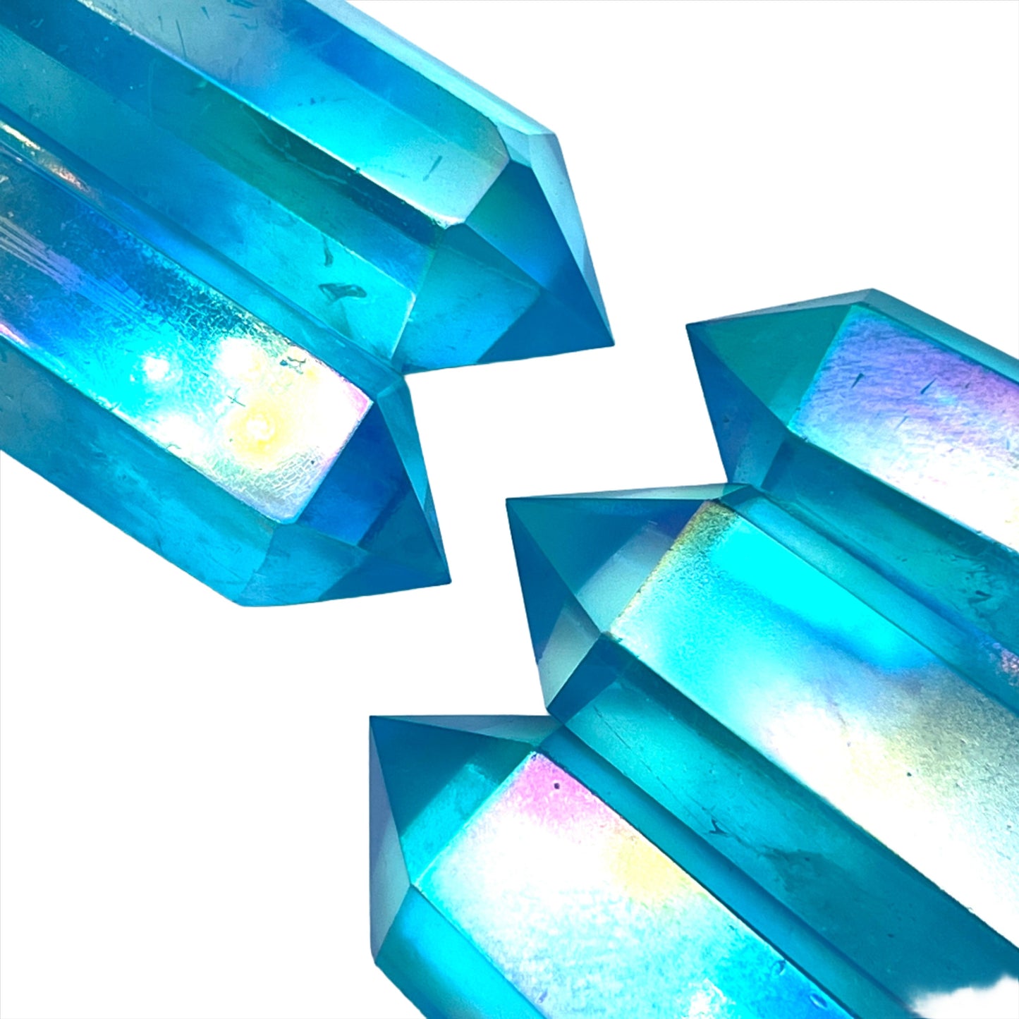 Aqua Aura Clear Quartz Towers