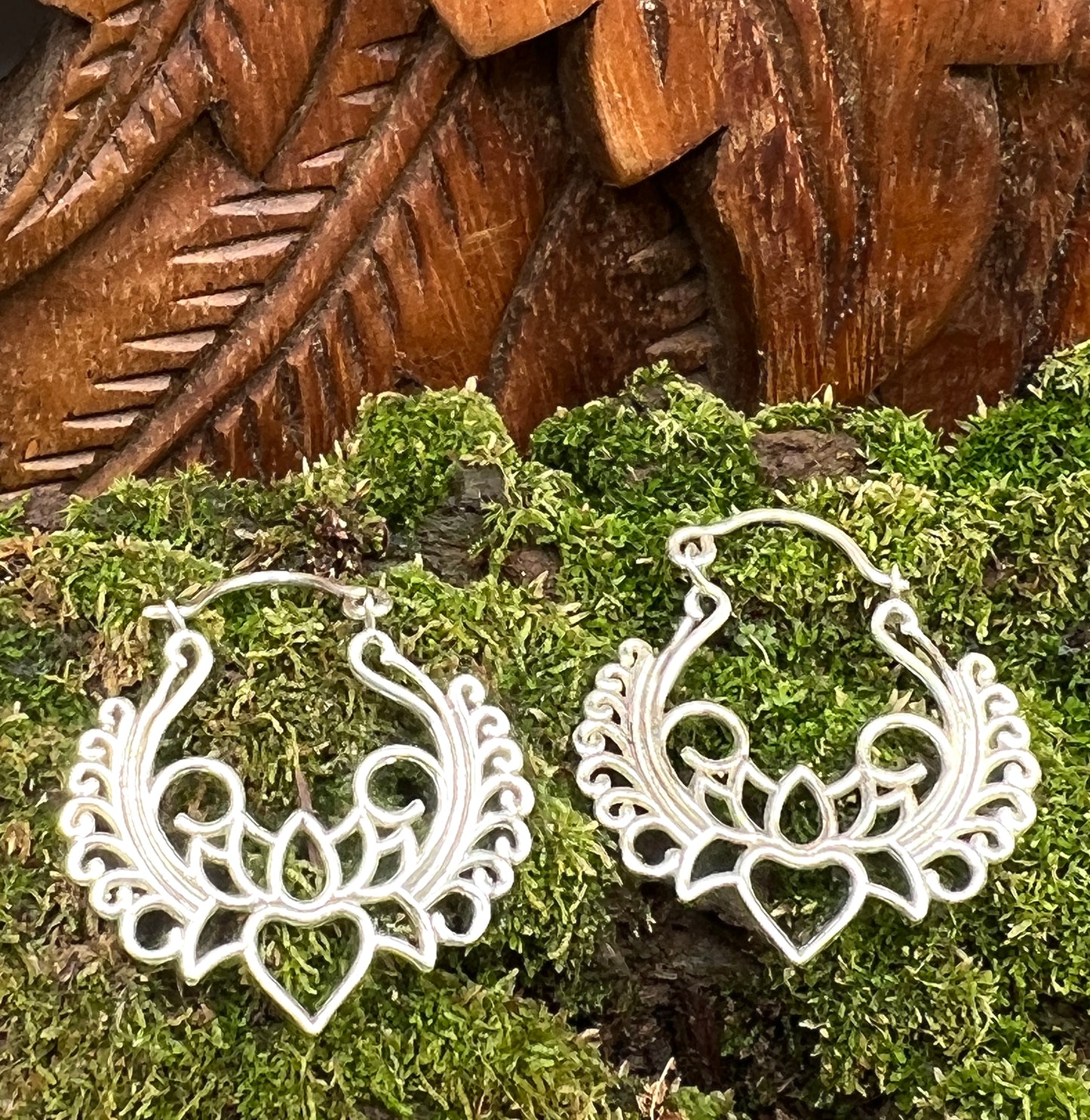 Lotus Flower Filigree Earrings