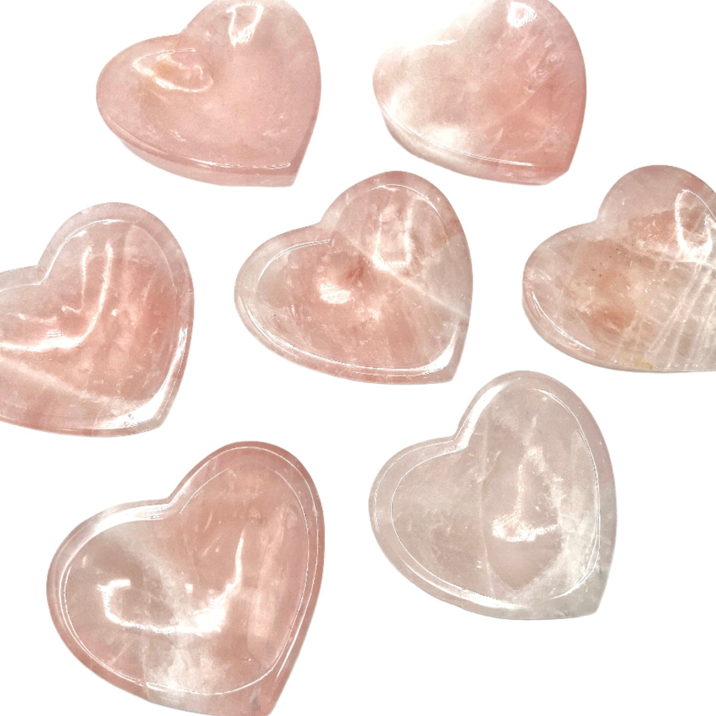 Rose Quartz Carved Heart Offering Bowls