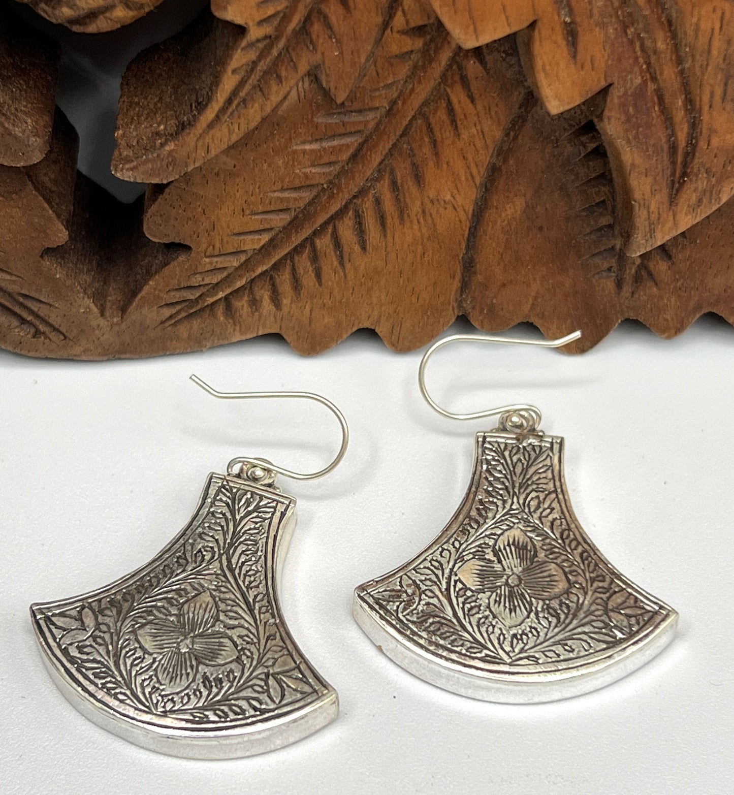 Large Flower Shield Earrings