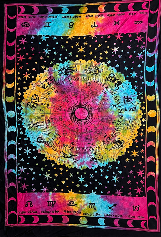 Hand printed Fabric Poster Zodiac Tapestries Wall Hangings
