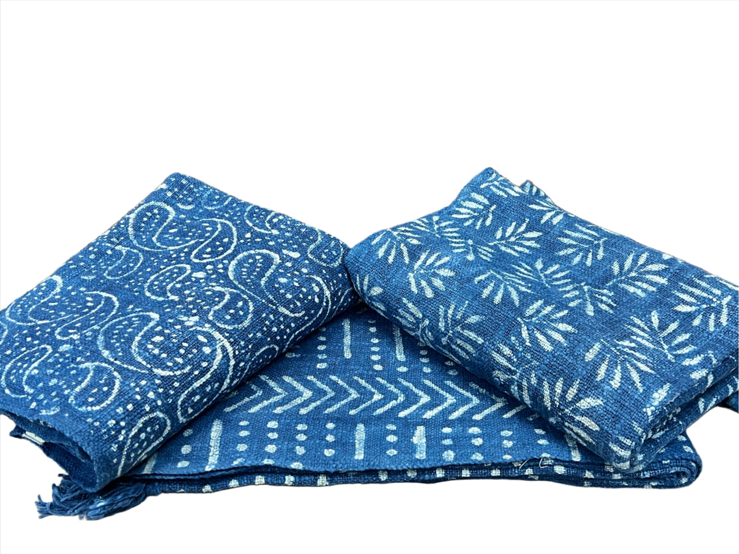 Natural Indigo Block Print Throw Blanket