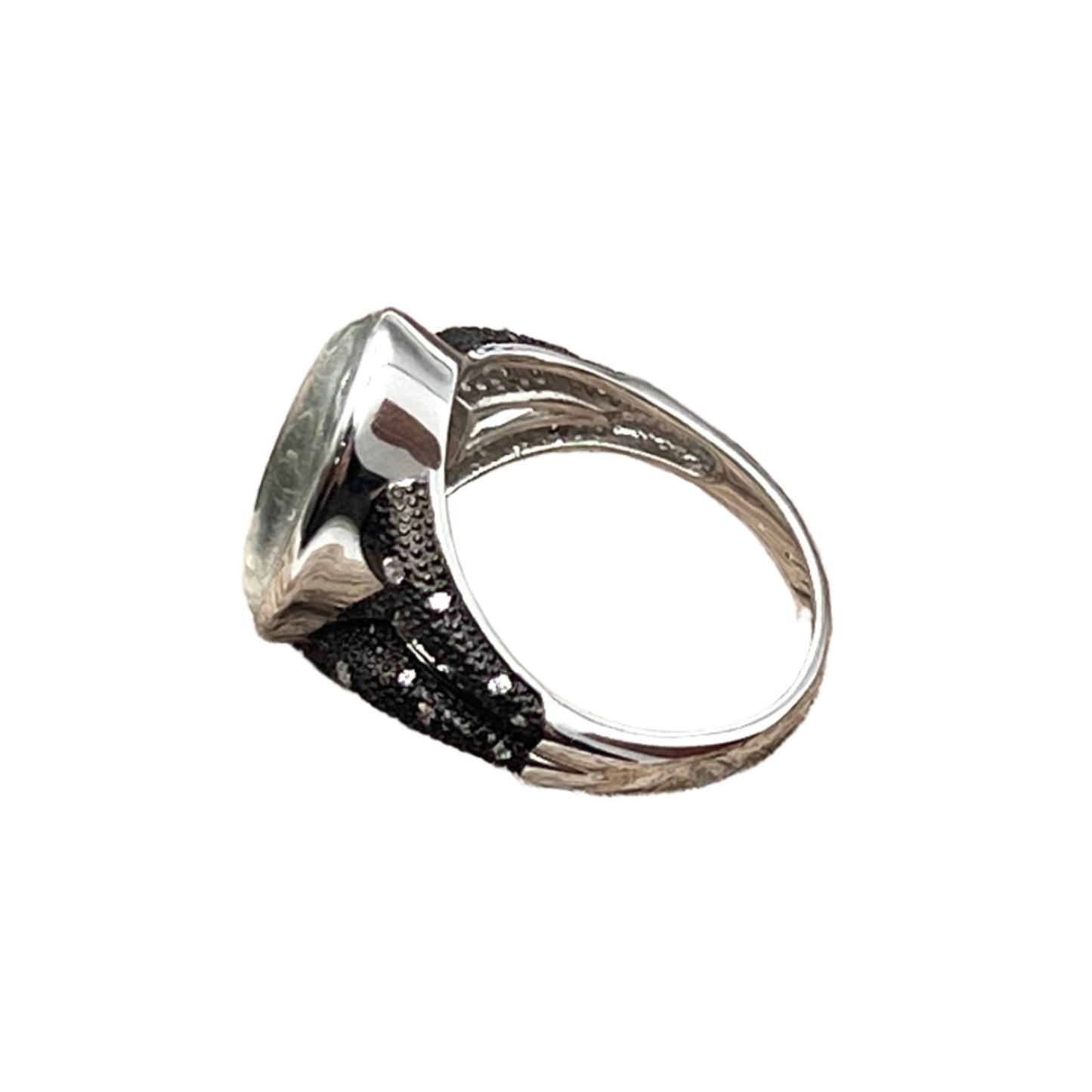Sterling Silver Iron Oval Meteorite Ring