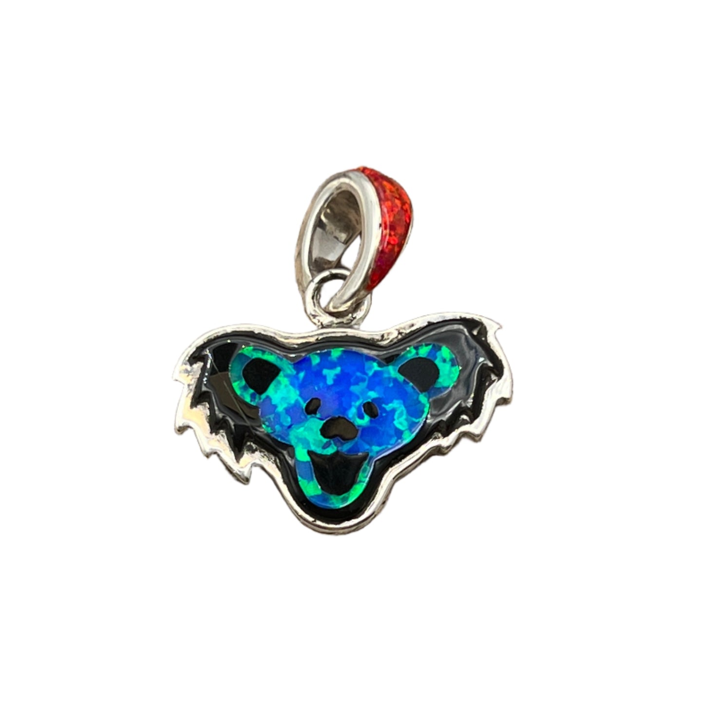 Inlaid Gemstone Grateful Dead Bear Pendants by David Freeland