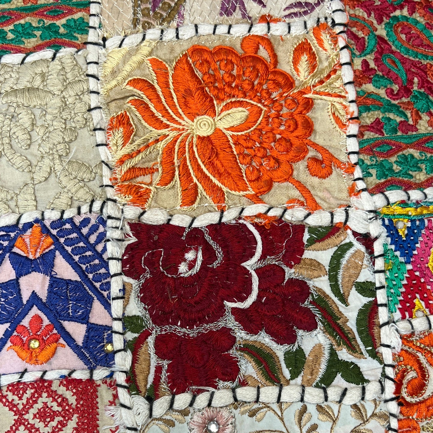 Rajasthani Embroidered Foot Stool | Round