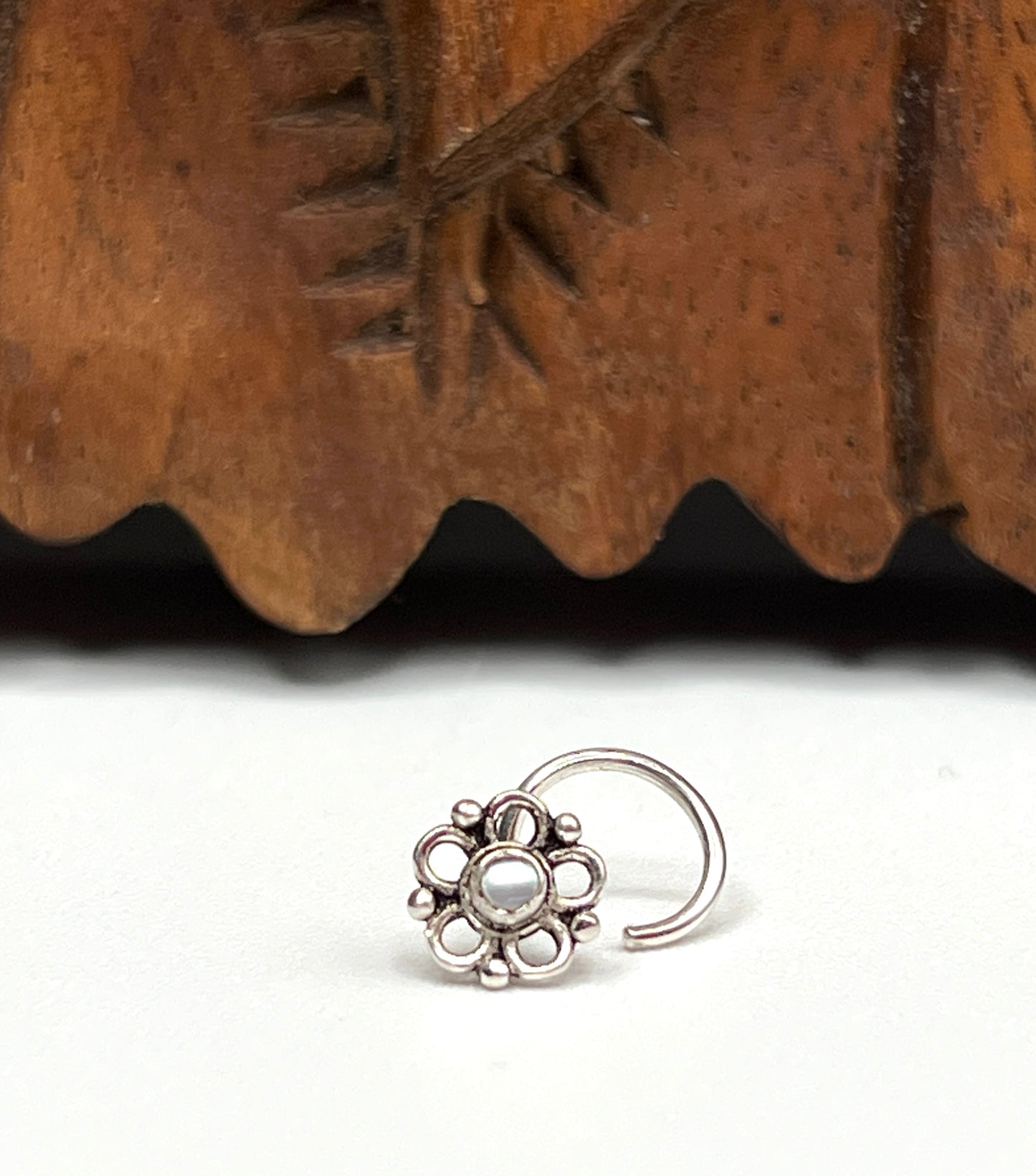Sterling Silver Pearl Flower Nose Pins