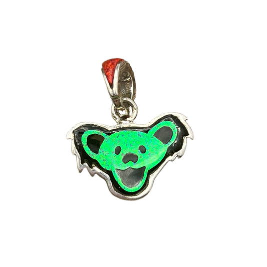 Inlaid Gemstone Grateful Dead Bear Pendants by David Freeland