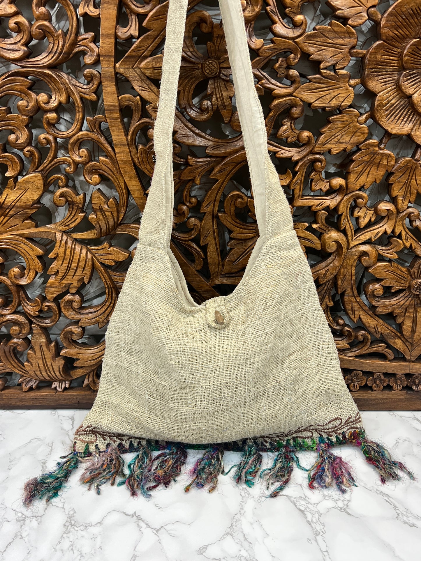 Hemp Embroidered Recycled Silk Bag