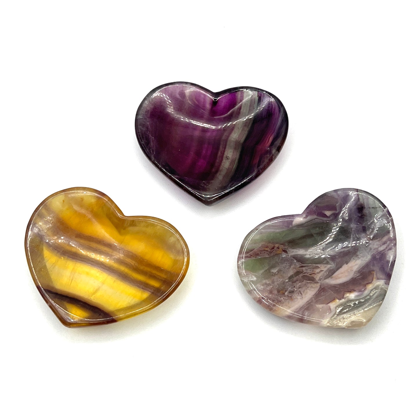 Fluorite Carved Heart Offering Bowls