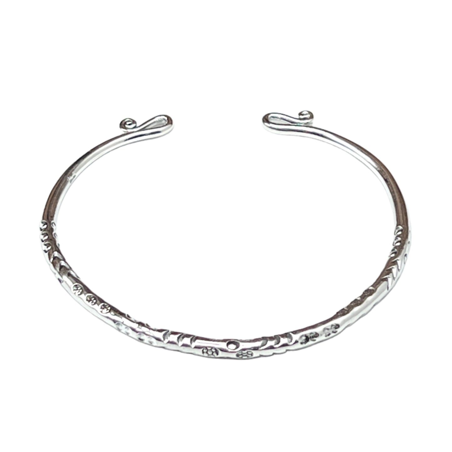 Sterling Silver Hill Tribe Rounded twist Cuff Bracelet