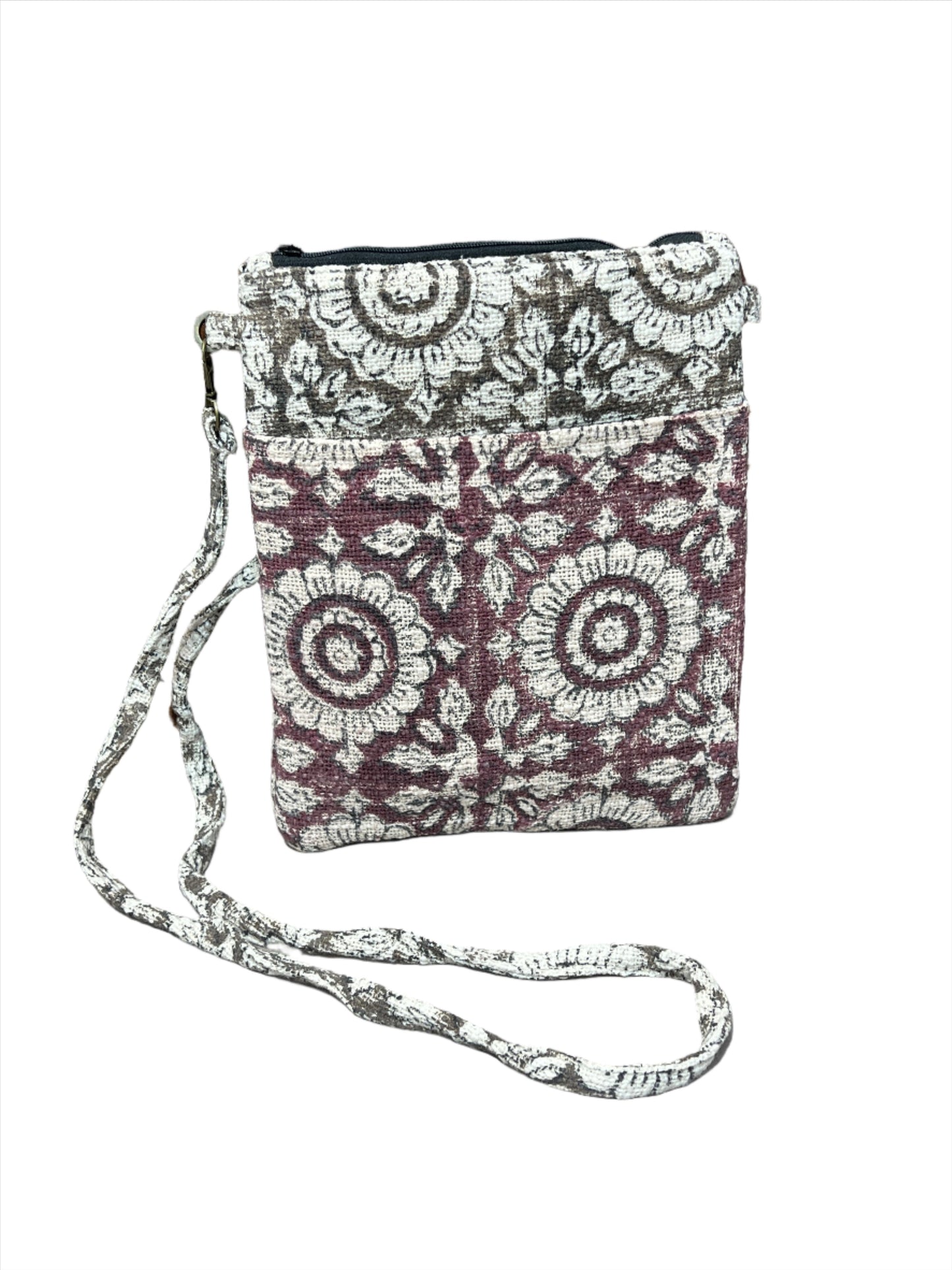 Flower Block Print Passport Bag