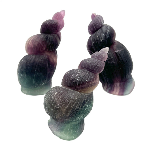 Carved Rainbow Fluorite Shells