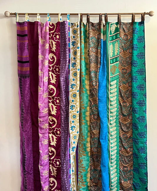 Silk Saree Patchwork Curtain Panels