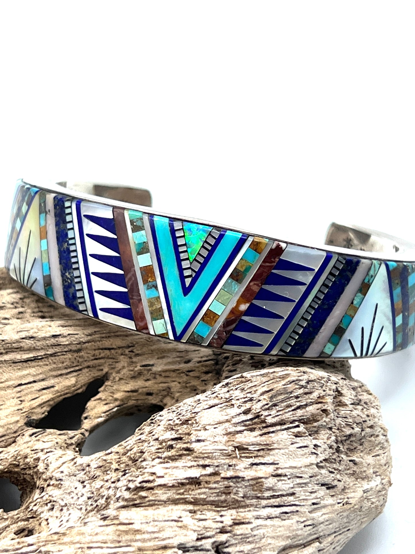 Rare Inlaid Gemstone Bracelet by David Freeland