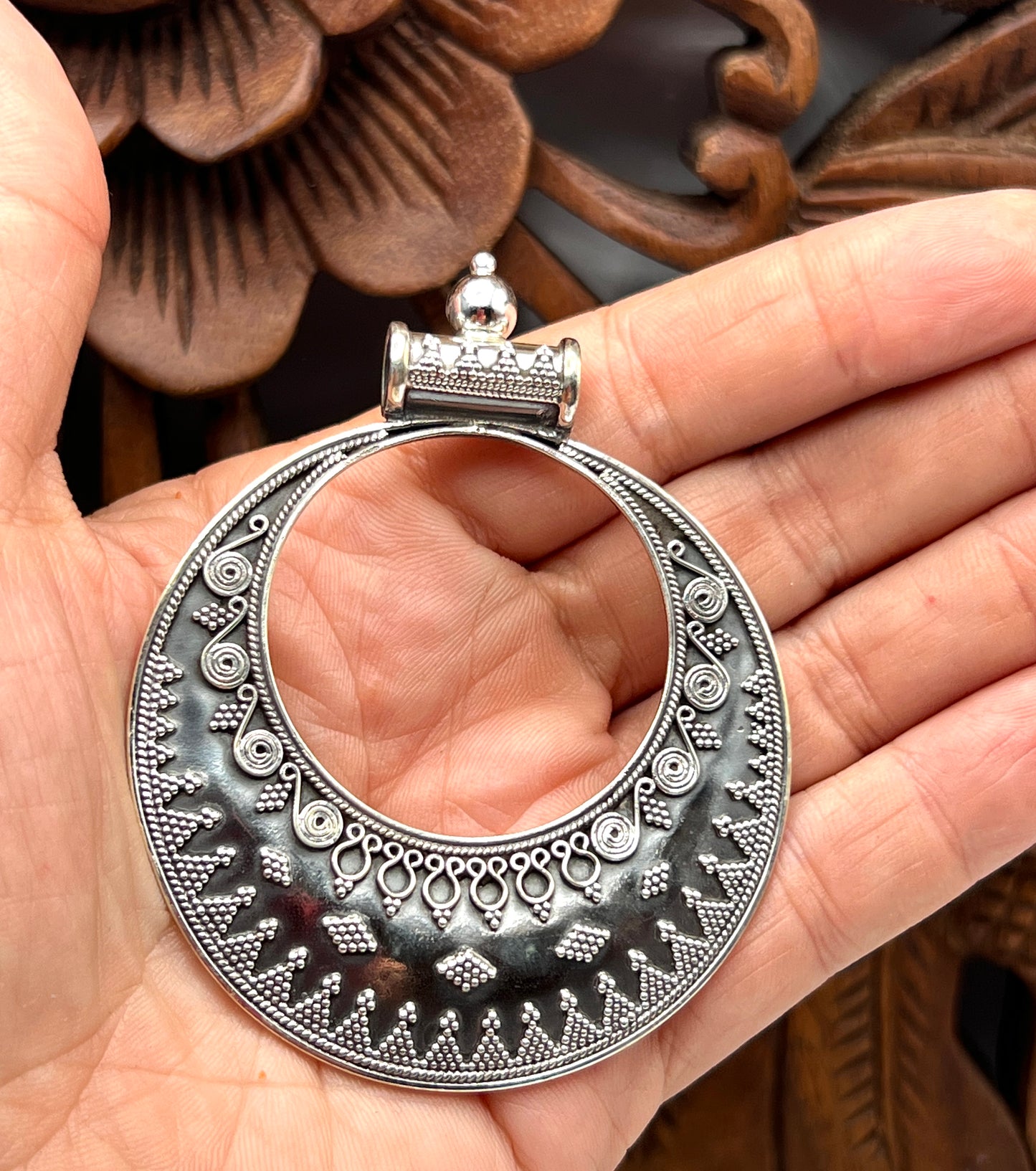 Large Oxidized Silver Tribal Pedants