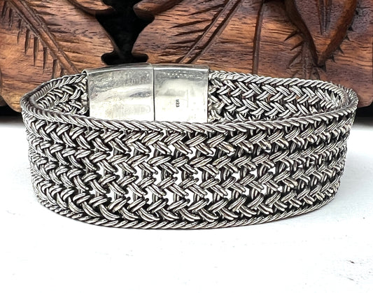 Vintage Rajasthani Sterling Silver (925) Men's Braided Bracelet