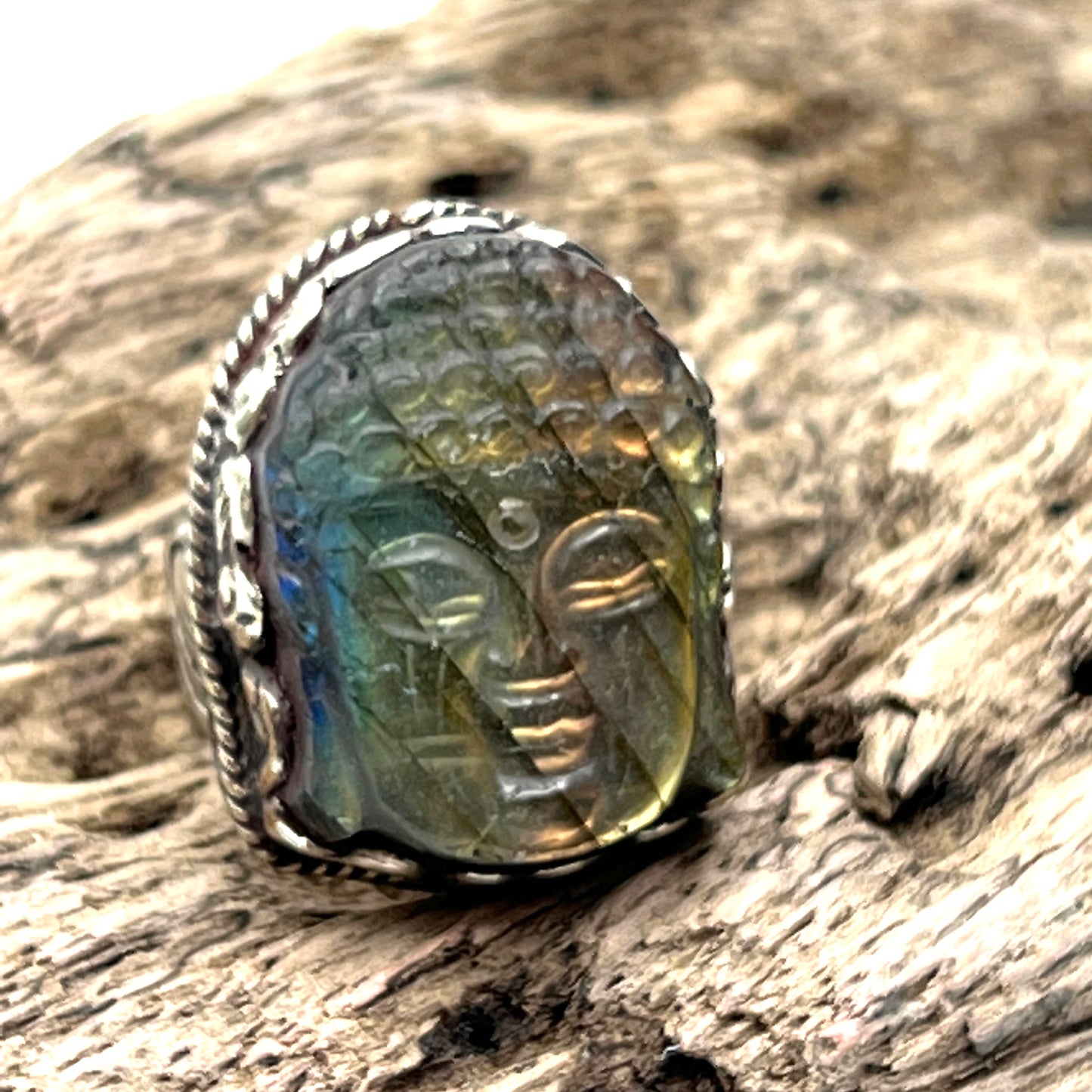 Labradorite Buddha Rings