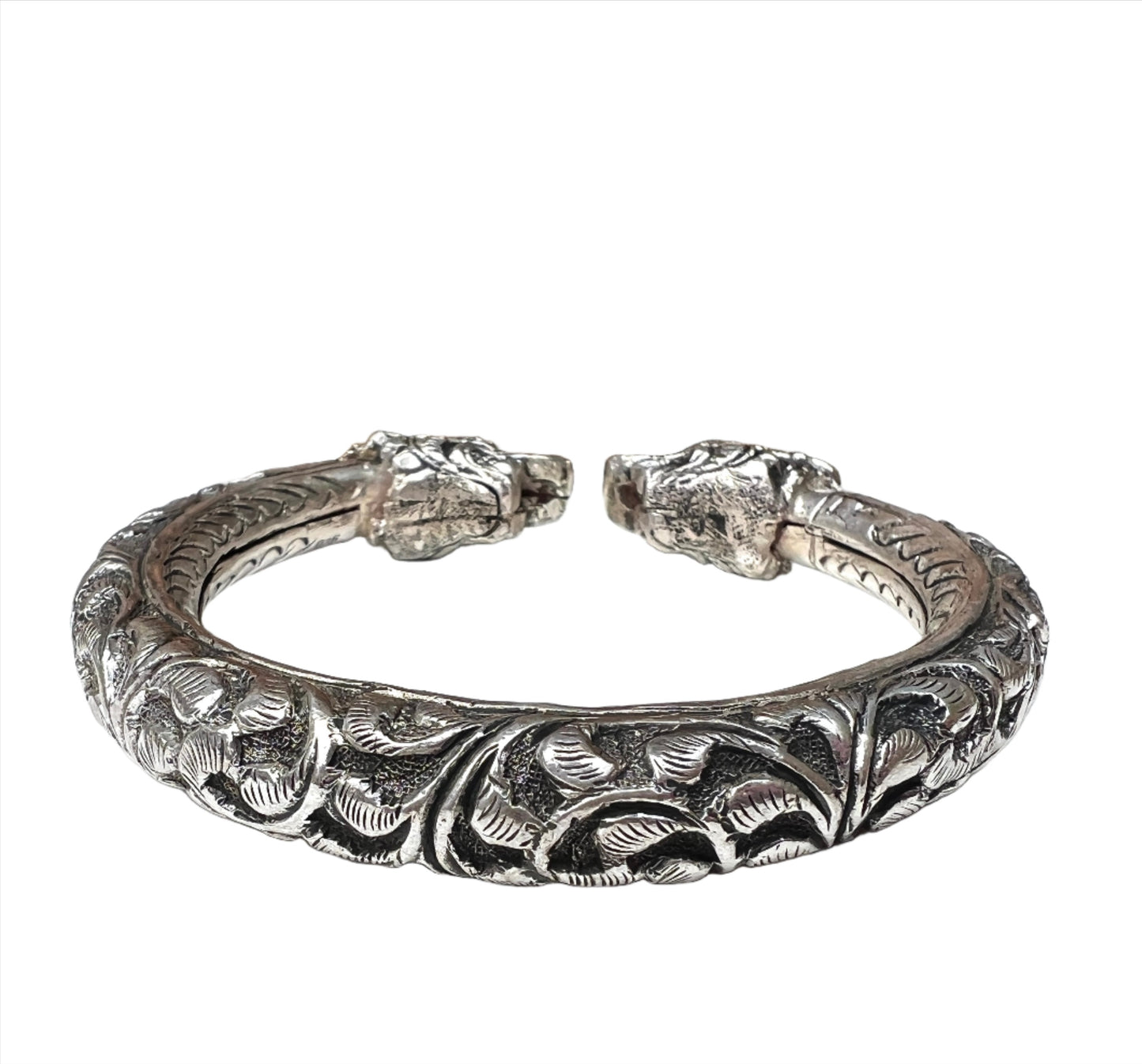 Vintage Rajasthani Sterling Silver Dragon Cuff Bracelet