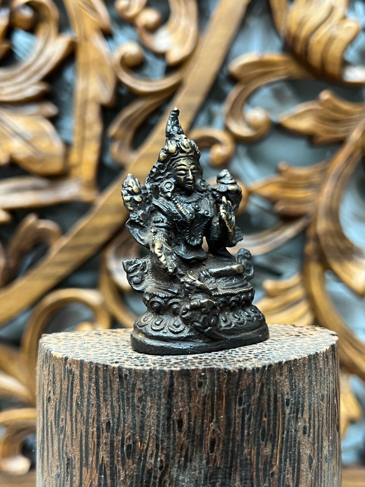 Hand Finished Brass Green Tara Statues - Goddess of Healing 6cm x 4cm