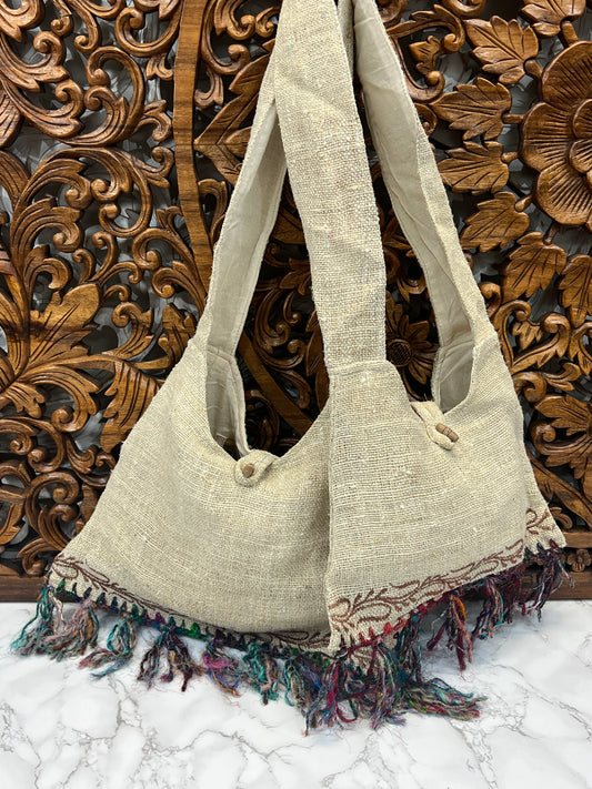 Hemp Embroidered Recycled Silk Bag