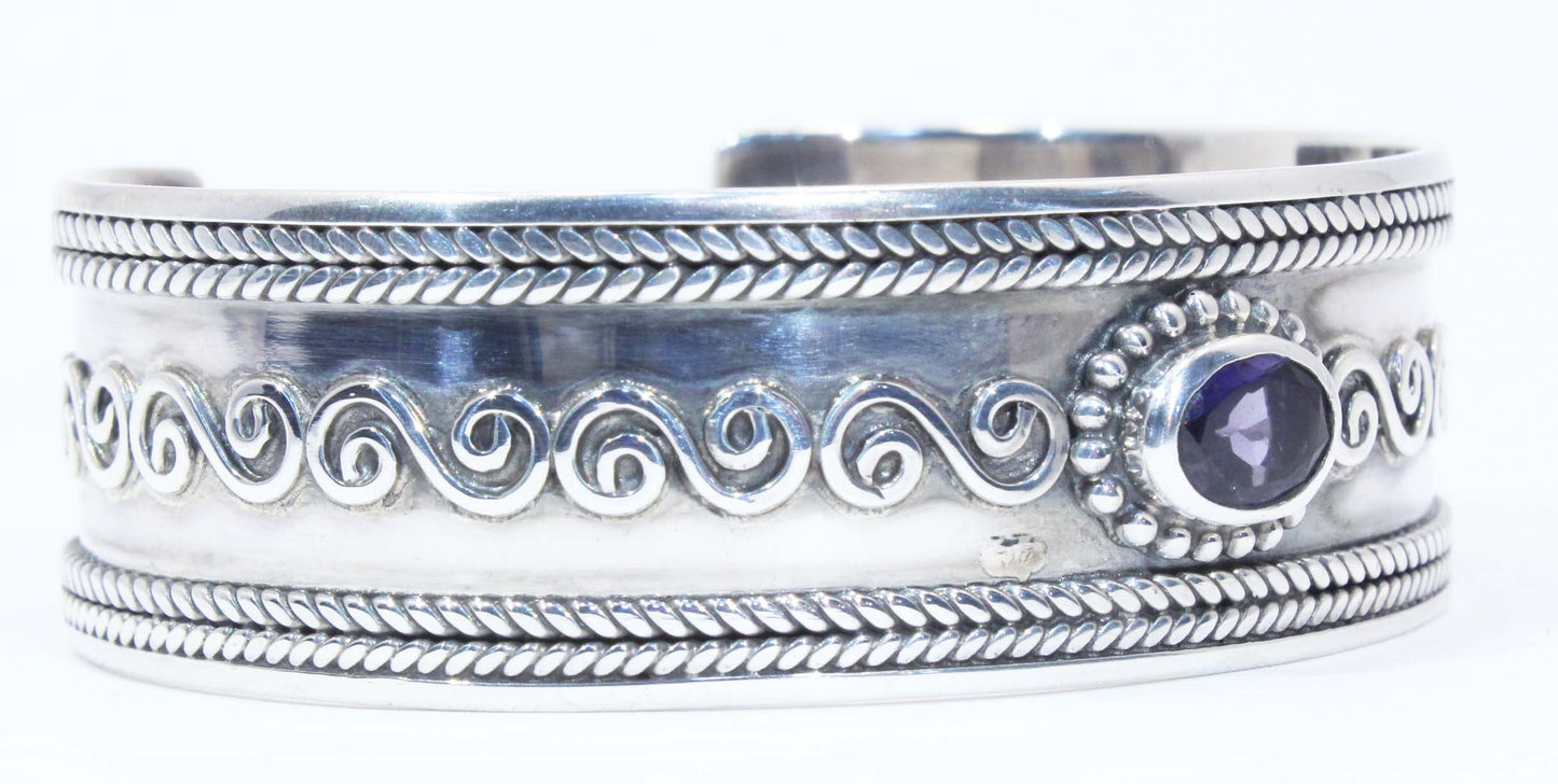 Sterling Silver Iolite Cuff Bracelet