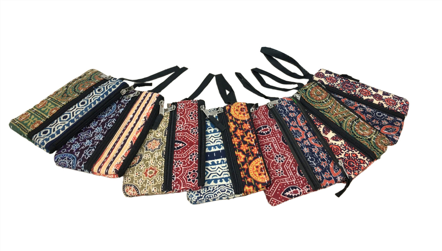 Block Print Kantha Medium Coin/Make-up Bag