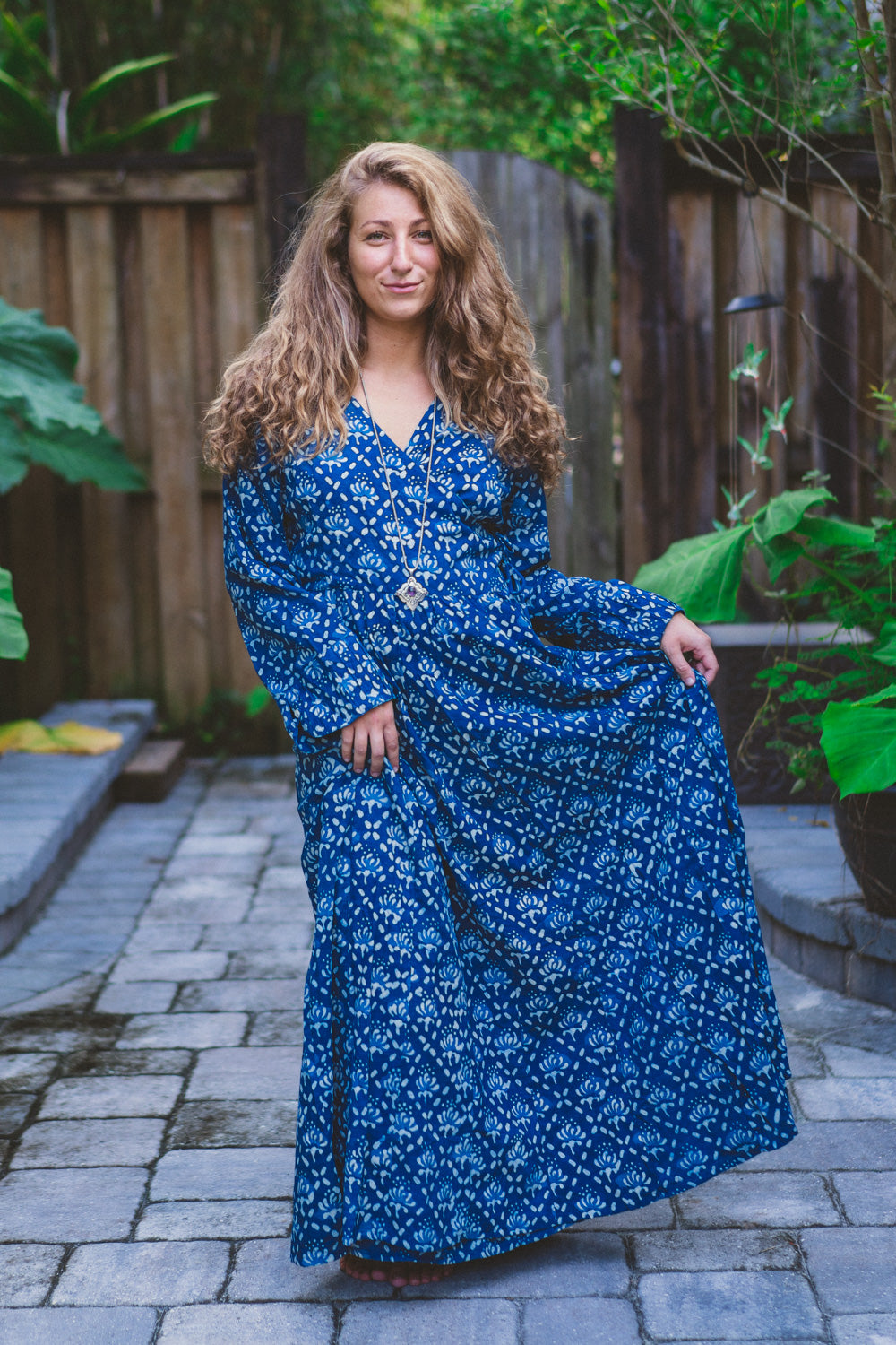 block print maxi dress Block print Wrap Dress – Midnight Sun