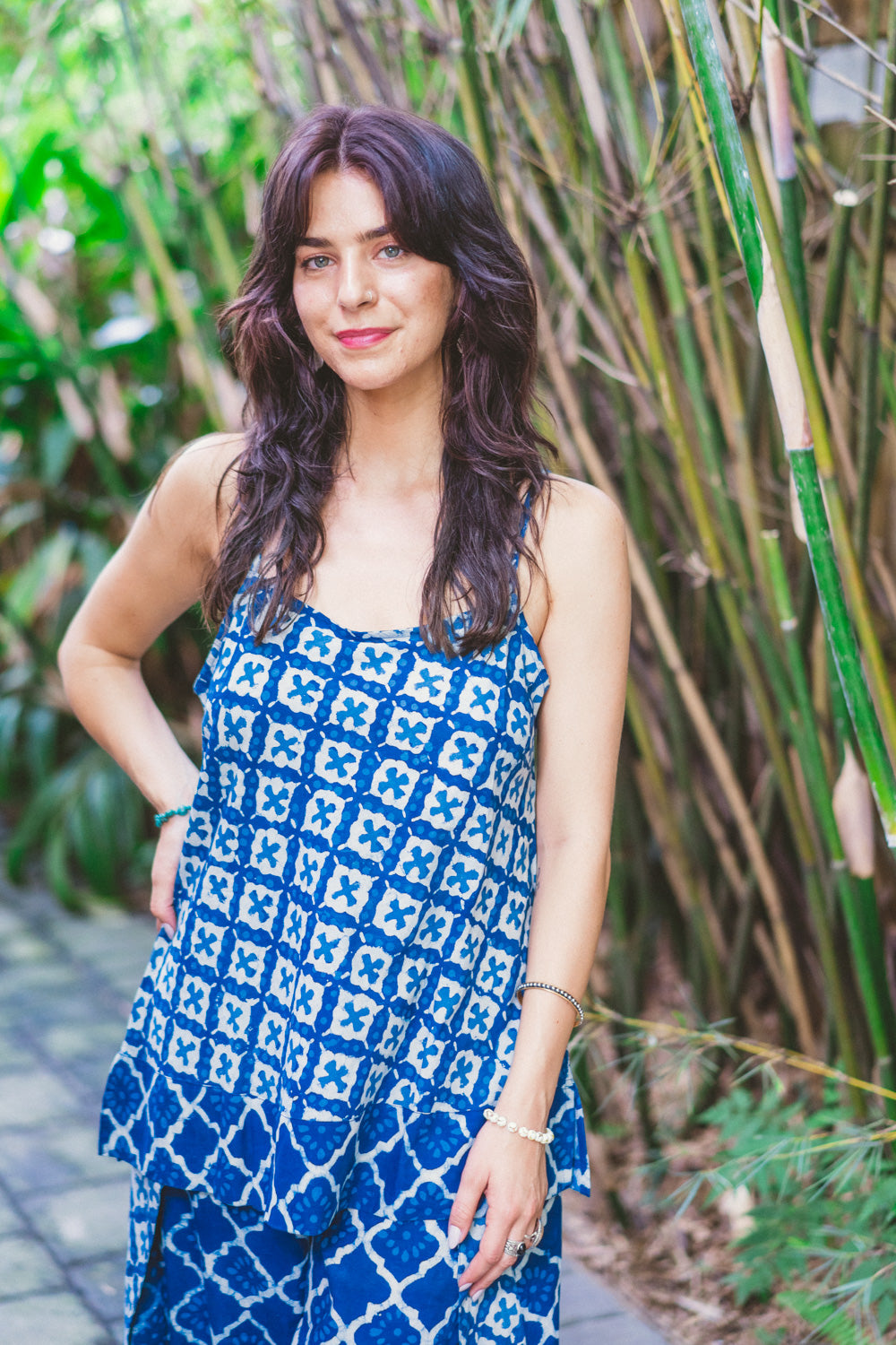 Block print Tank with Border