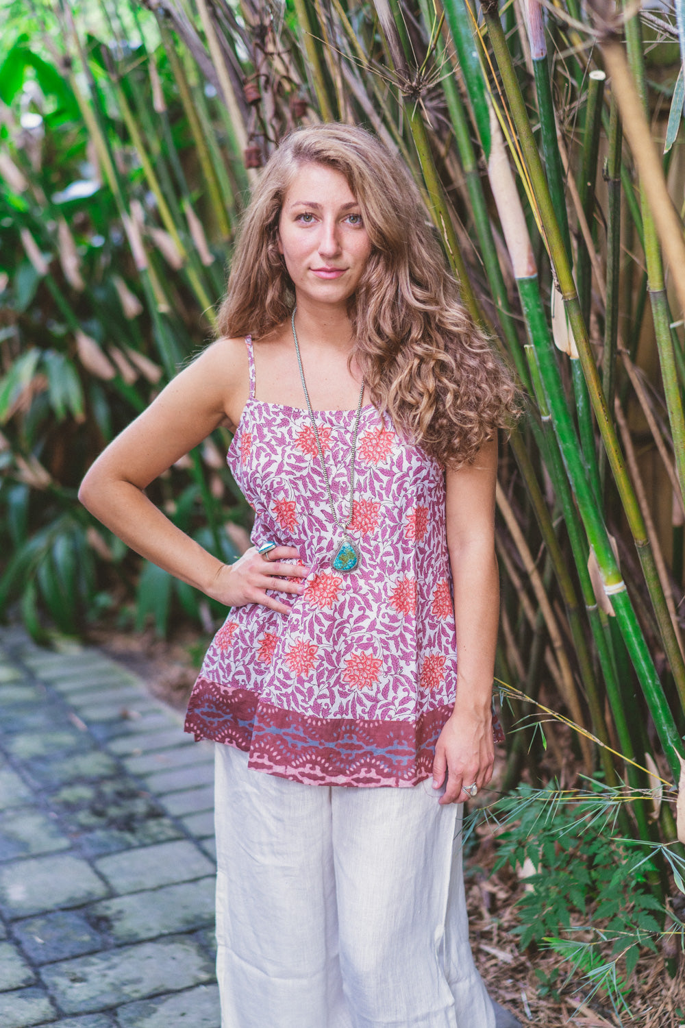 Block print Tank with Border