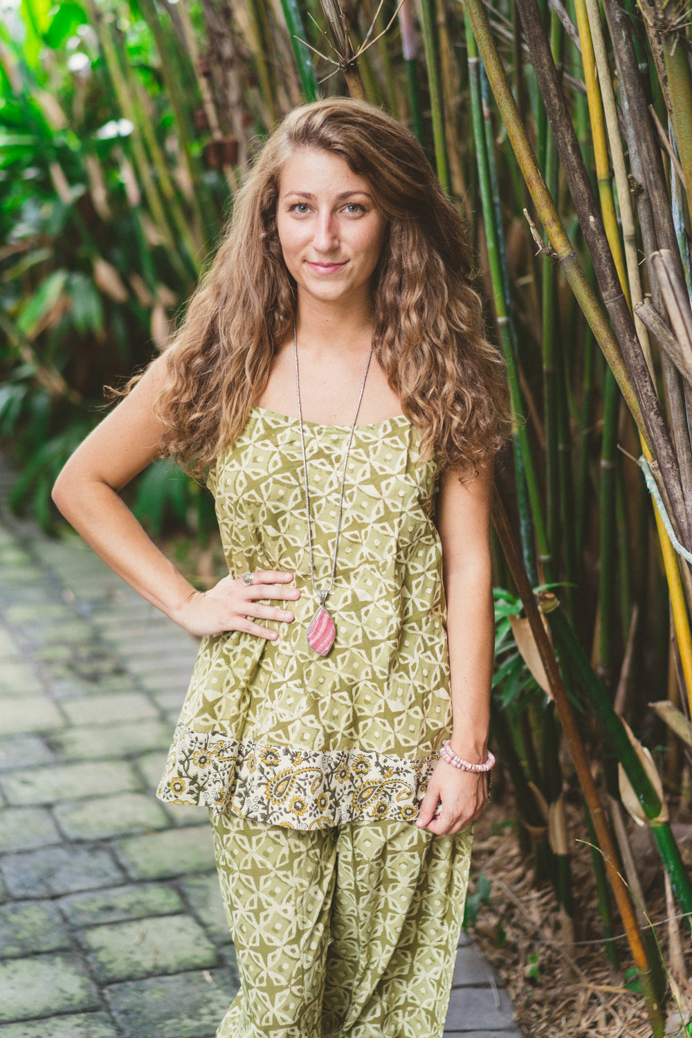 Block print Tank with Border