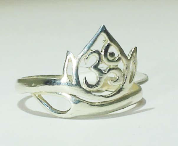 Sterling Silver Om Lotus Ring