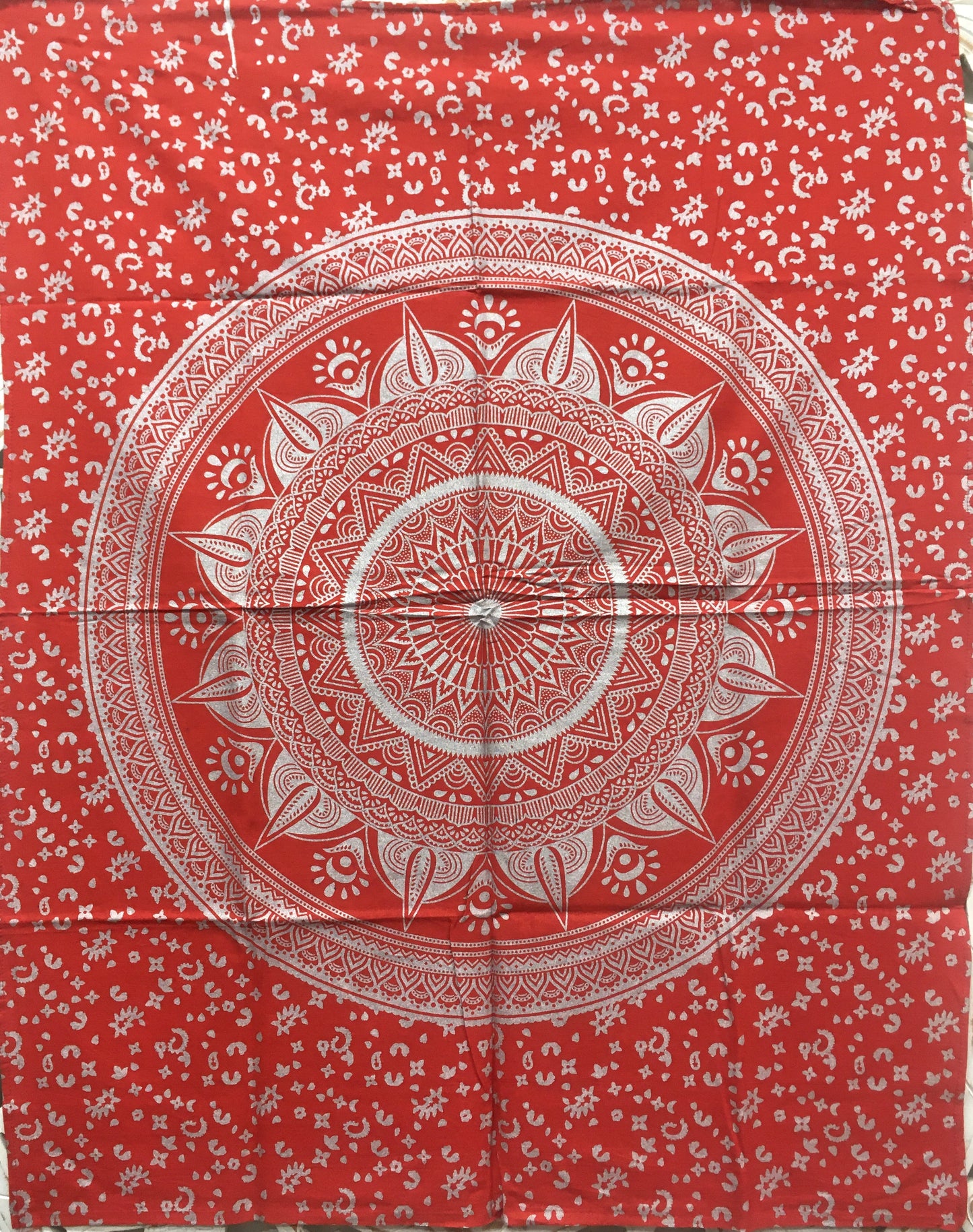 Hand printed Gold/Silver print Mini Compass Mandala Fabric Poster Tapestries - 8 Variations available