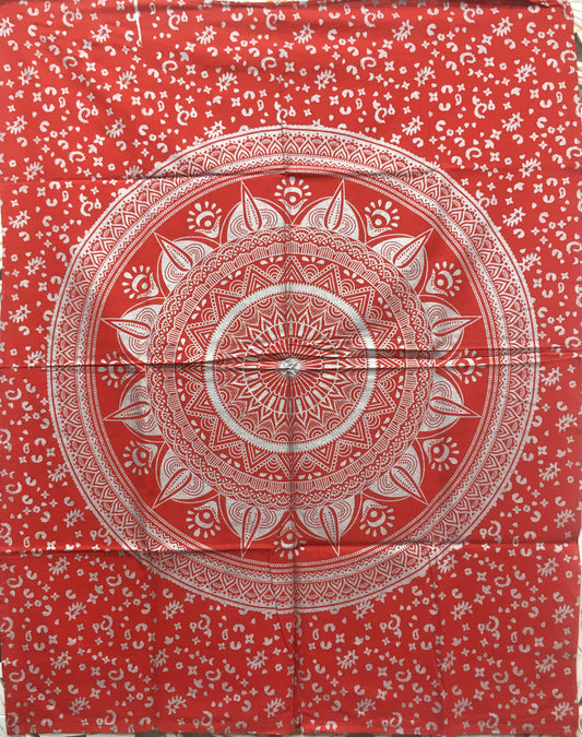 Hand printed Gold/Silver print Mini Compass Mandala Fabric Poster Tapestries - 8 Variations available