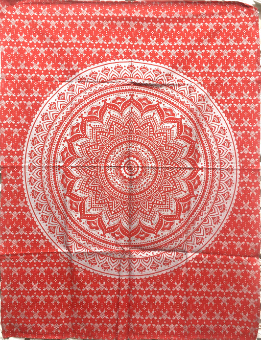 Hand printed Gold/Silver print Mini Lotus Mandala Fabric Poster Tapestries - 8 Variations available