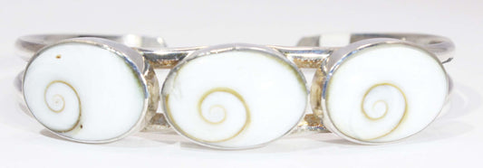 Sterling Silver Oval Shivas Eye Shell Cuff Bracelet